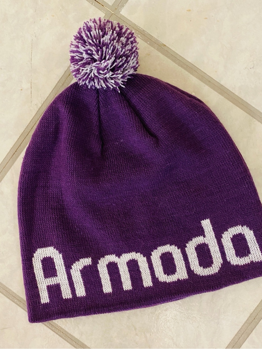 Armada logo Ski Snowboard unisex mens women's warm winter snow Pom Beanie Purple